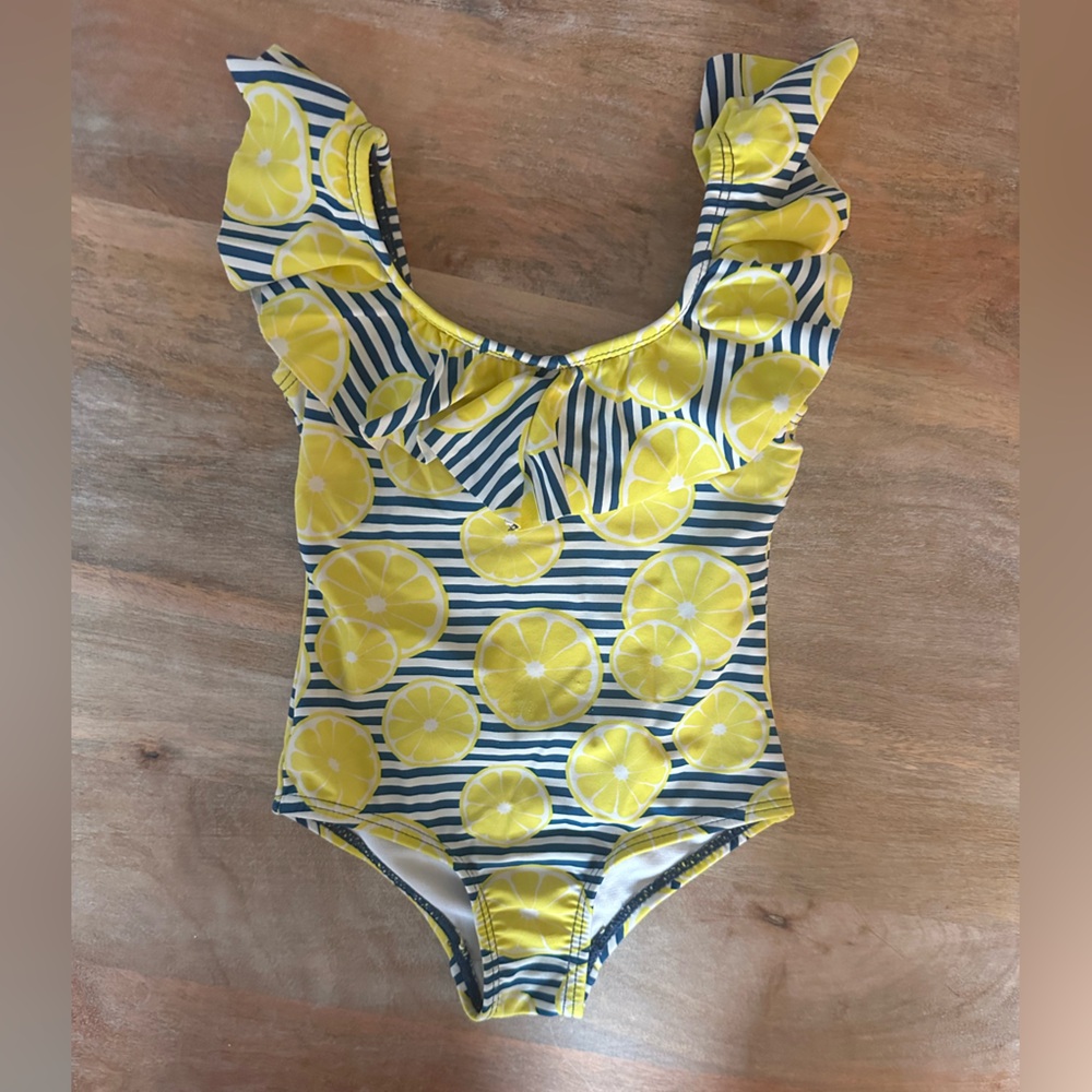 Lemon Print Ruffle Swimsuit